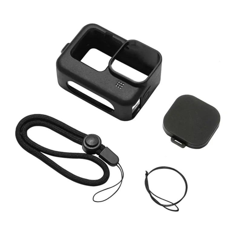 Case Puluz Silicone Protective Cover for GoPro HERO12 HERO11 HERO10 HERO9 Black with Lens Cover and Wrist Strap (black)