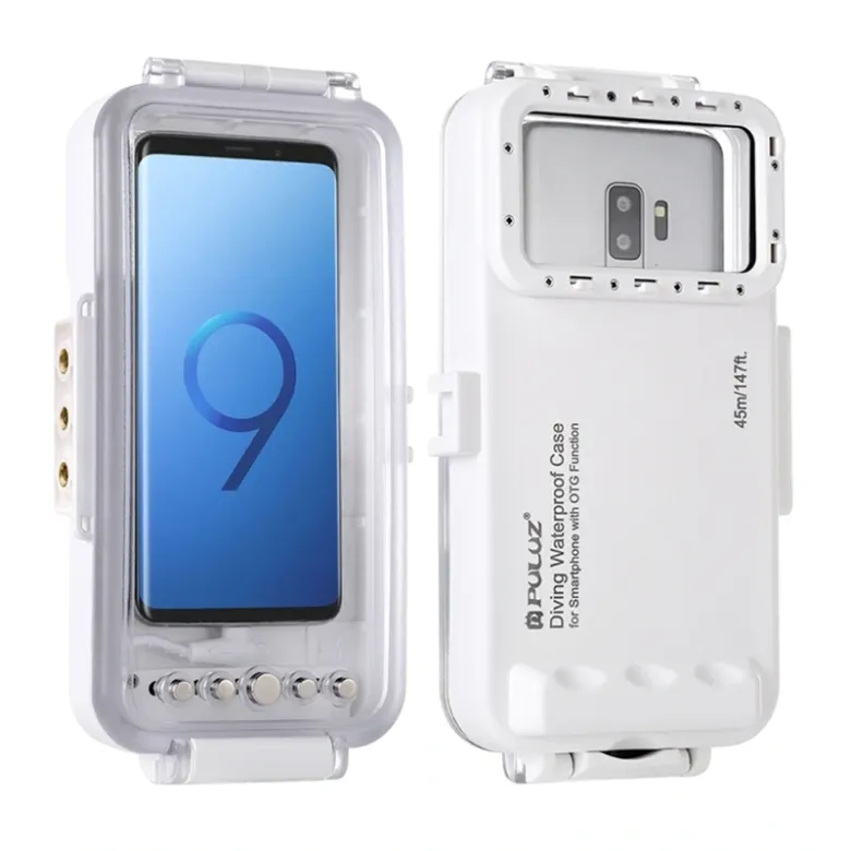 Case Puluz 45m Waterproof Diving Housing for USB C Smartphones Underwater Photo Video (white)