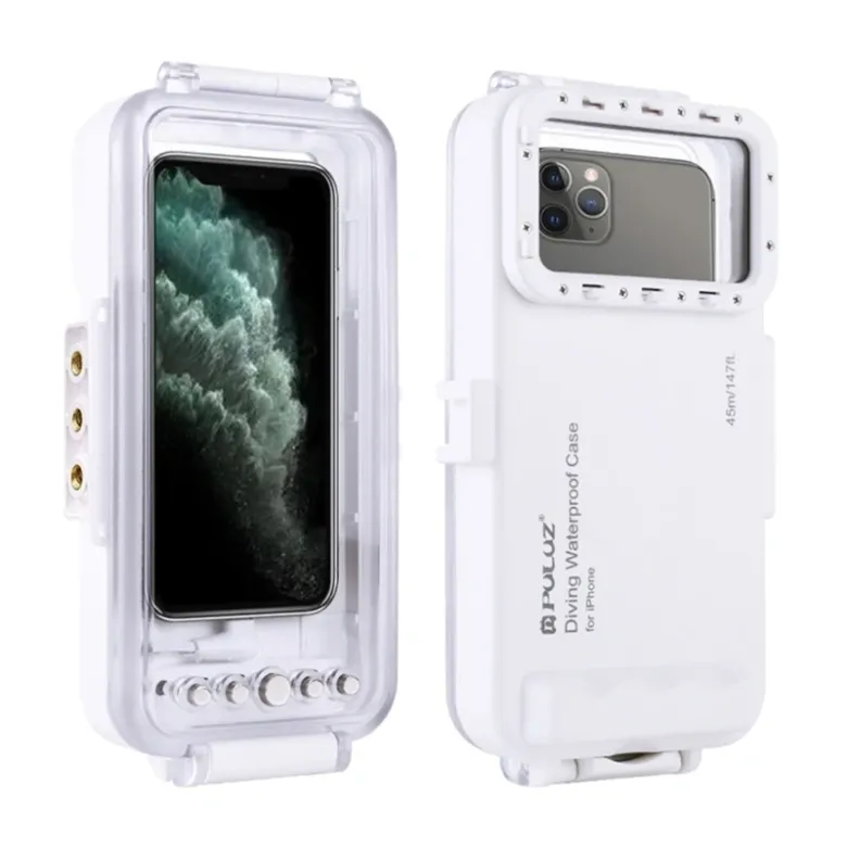 Case Puluz 45m Waterproof Diving Case for iPhone Underwater Photo Video (white)