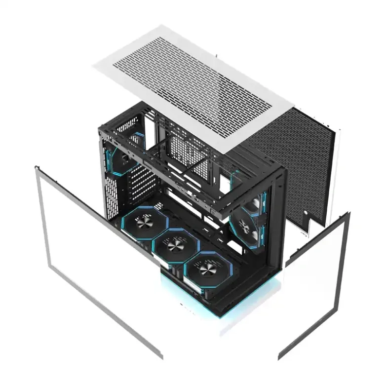 DarkFlash F1 ATX számítógép-ház + 6 ventilátor (fehér)