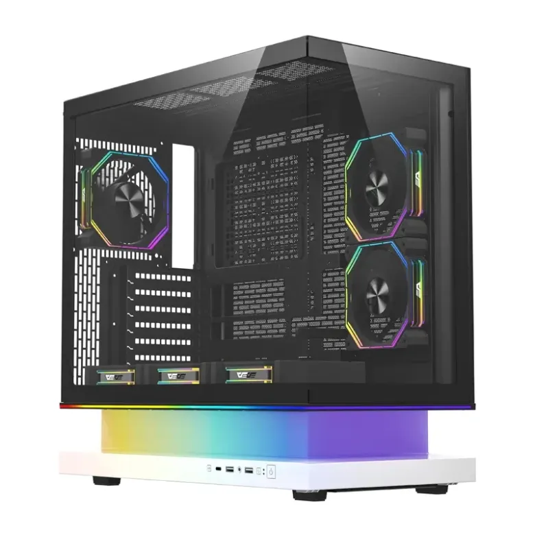 DarkFlash F1 ATX számítógép-ház + 6 ventilátor (fehér)