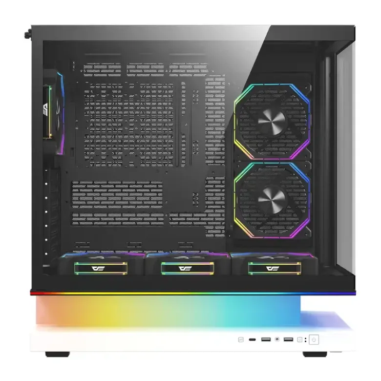 DarkFlash F1 ATX számítógép-ház + 6 ventilátor (fehér)