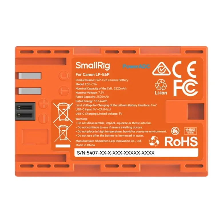 SMALLRIG E6P-C26 kameratöltő (narancssárga)