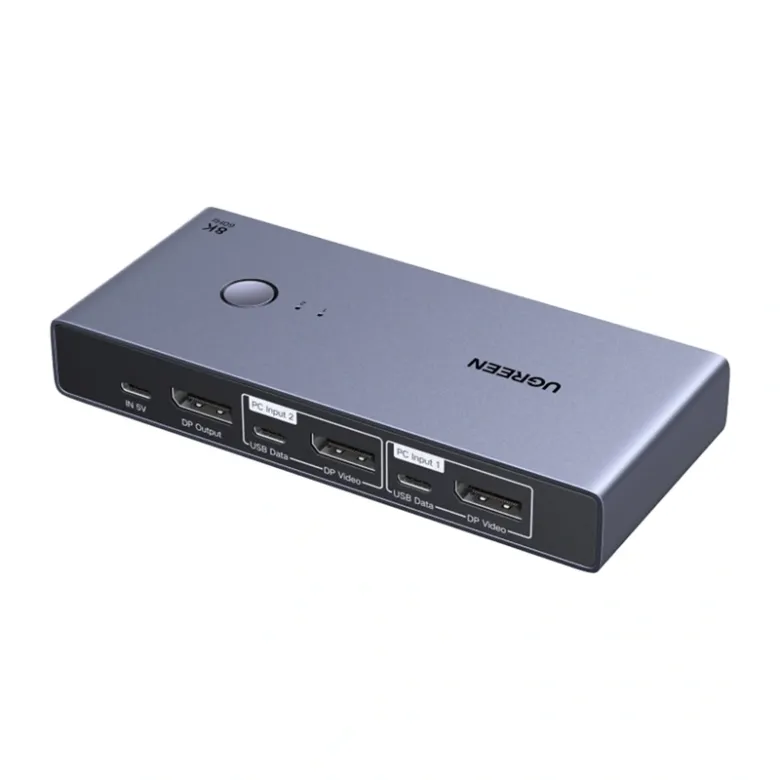 UGREEN CM695 DisplayPort KVM-kapcsoló, 2 bemenet, 1 kimenet