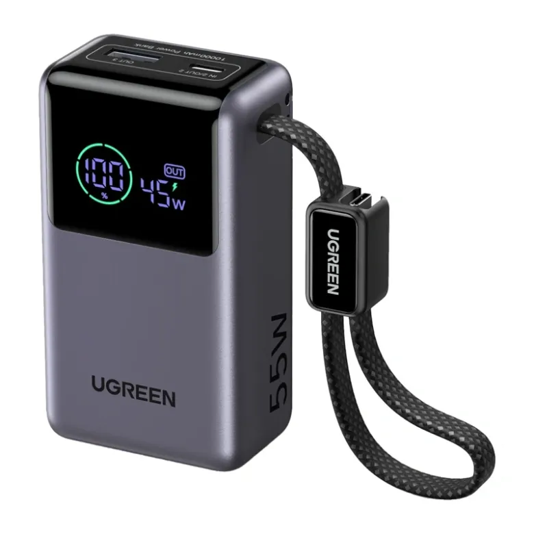 UGREEN PB727 10 000 mAh-s, 55 W-os USB + USB-C hordozható akkumulátor