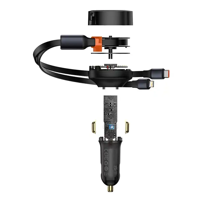 Baseus Enjoyment autós töltő felhasználóbarát kábelrendszerrel