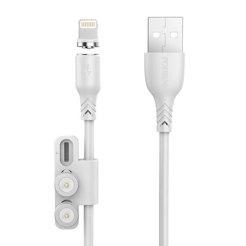 Foneng X62 3 az 1-ben USB-C/Lightning/Micro-USB kábel fehér